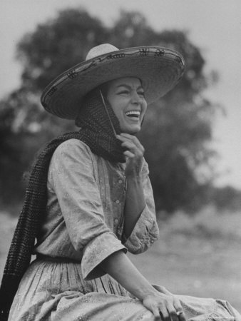 Mexican Actress Maria Felix on Set in Costume for New Picture "Juana Gallo" Reflected in a Mirror