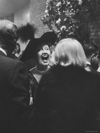 Columnist Helda Hopper in Hat and Whooping It Up While Attending a Desilu Cocktail Party
