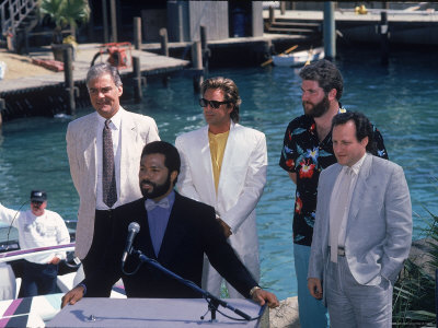 Philip Michael Thomas and Don Johnson at a Press Conference for Miami Vice