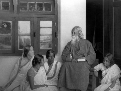 Nobel Prize Winning Indian Poet Rabindranath Tagore Reading to Others