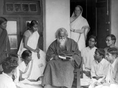 Nobel Prize Winning Indian Poet Rabindranath Tagore Reading to Others