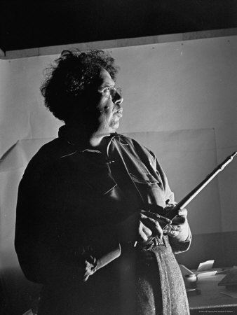 Mexican Muralist Diego Rivera Whistling with Pencil Holder as He Studies His Sketches for Mural