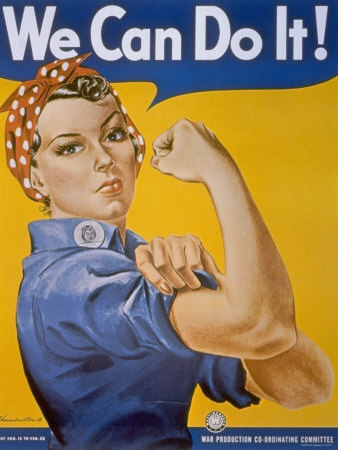 Buy WWII Patriotic "We Can Do It" Poster by J. Howard Miller Featuring Woman Factory Workers at AllPosters.com