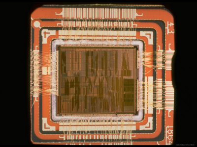 Close Up of the Internal Structure of an Intel Pentium Processor with MMX Technology