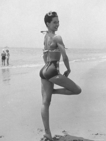 Ballet Dancer Cyd Charisse Who Also Aspires to Being a Movie Star, Posing at Santa Monica Beach