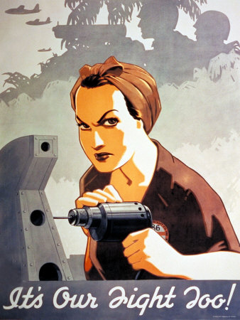 WWII Poster Featuring Rosie the Riveter Drilling