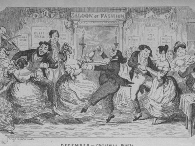 Scene of Merrymaking Among Denizens of a Saloon of Fashion by Caricaturist George Cruikshank