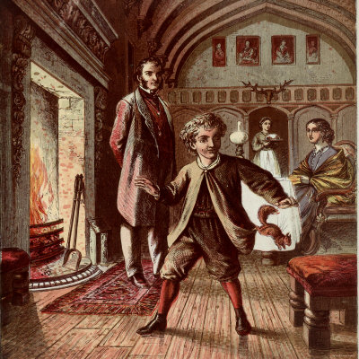 Illustration by Kronheim of Young Boy Archie Gray with His Beloved Squirrel Frisky