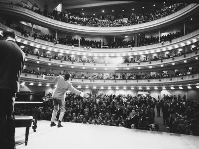 Ray Charles Singing, with Arms Outstretched, During Performance at Carnegie Hall