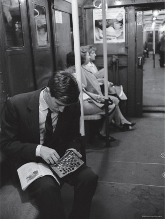 Chess Champion Bobby Fischer Working on His Moves During a Subway Ride