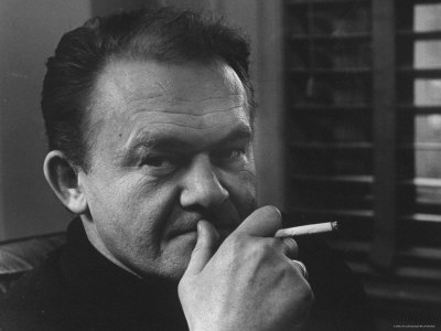 Excellent Close Up of Writer James Jones Smoking a Cigarette