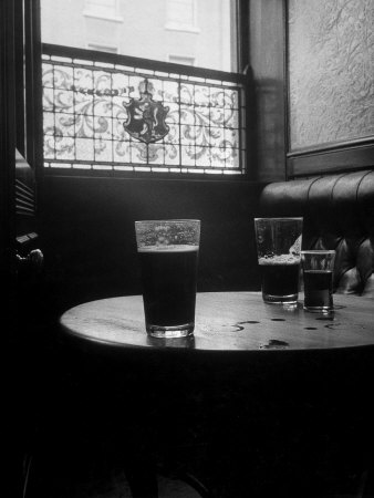 Half Empty Glasses of Beer Left on Table in the Blue Lion Pub in Dublin