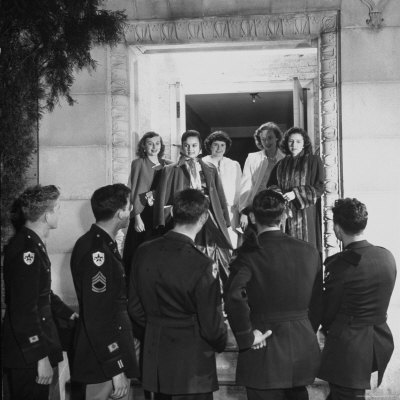 Texas A&M ROTC Cadet Corps Military Ball, Early Good Night is Said After Ball by Five Girls