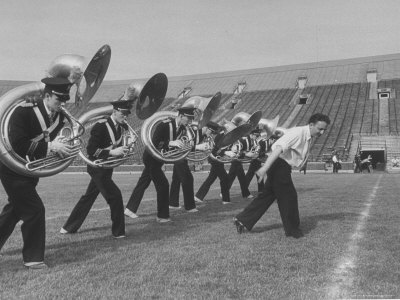 Marching Band Going Through Their Routines During Bands of America