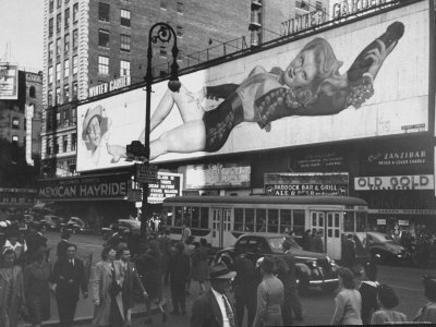 Times Square Scene Showing Billboard for the Broadway Show, Mexican Hayride