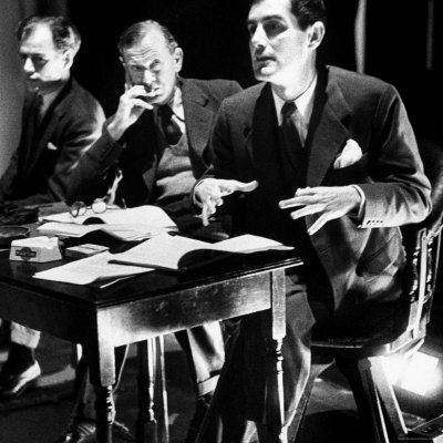 Theatrical Director Peter Glenville Directing Rehearsal of Graham Greene