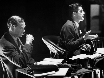 Author Graham Greene and Director Peter Glenville at Rehearsal of Greene