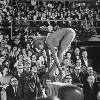 US Gymnast Muriel Grossfeld Participating in Soviet US Meet at West Chester State Teachers