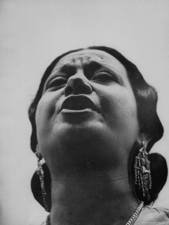 Egyptian Actress Om Kalthoum, While Singing on Cairo