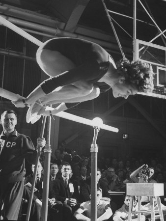 Soviet Gymnast Larisa Latnina in US Soviet Meet at West Chester State Teachers