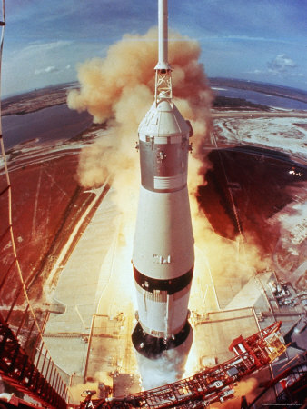 Apollo 11 Space Ship Lifting Off on Historic Flight to Moon