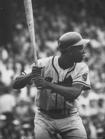 Baseball Player Hank Aaron Waiting for the Pitch