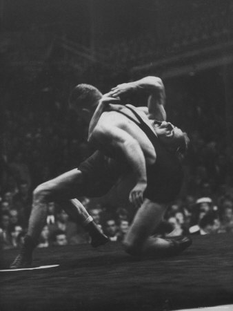 Wrestlers Bartel Bratener of Austria and Vladimir Rossine of Russia Competing at the Olympics