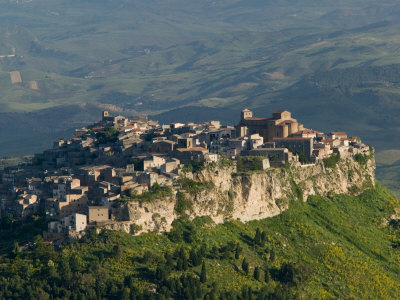 Morning View of Hill Town, Calascibetta, Enna, Sicily, Italy