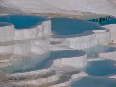 Limestone Hot Springs and Reflection of Tourists, Cotton Castle, Pamukkale, Turkey