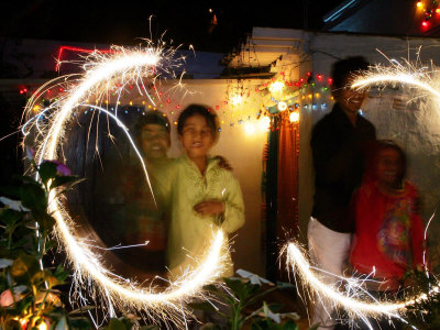 Children Light Firecrackers for the Hindu Festival of Diwali in New Delhi, India, Oct. 20, 2006