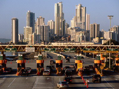 Buy Freeway Toll Gates and Paitilla Skyline, Panama City, Panama at AllPosters.com