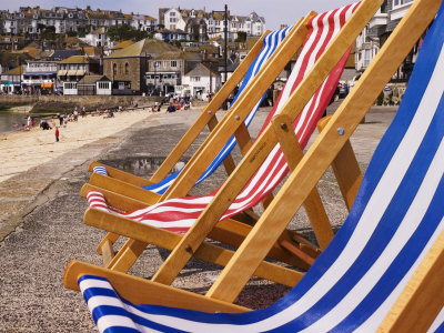 Deck Chairs for Hire on the Beach, St. Ives, United Kingdom