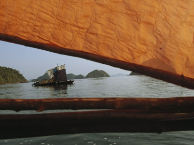 Buy Cluster of Kabangs on the Water with Sail of Another in Foreground at AllPosters.com