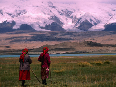 Kirkiz Women on the Pamir Plateau with Traditional Scythes, Kashgar, China