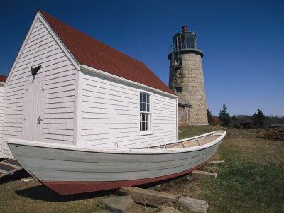 Buy A Boat, Boathouse and Lighthouse on Monhegan Island at AllPosters.com