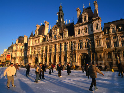 Ice-Skating in Front of Paris Hotel De Ville (City Hall), Paris, France