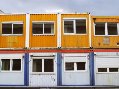 Buy Brightly Colored, Double Decker Construction Trailers in Berlin at AllPosters.com