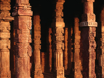 Square Pillars Around Main Courtyard of Quwwat-Ul-Islam, Delhi, India