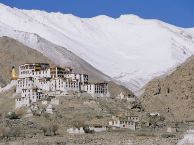 Buy A Tibetan Temple is Built Atop a Hill with the Himalaya Mountains as a Backdrop at AllPosters.com