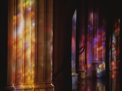 Buy Rich Color Projected from Stained Glass Windows onto Columns at AllPosters.com