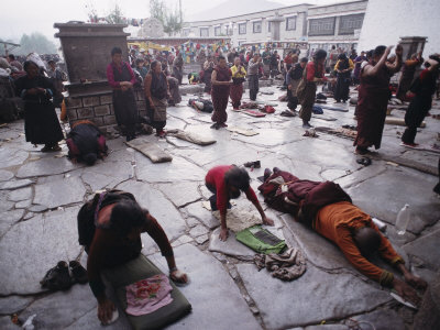Buy Buddhist Pilgrims Outside Jokhang Temple in Lhasa, Tibet at AllPosters.com