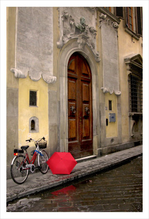 Buy Red Umbrella and Bicycle at the Door, Florence at AllPosters.com