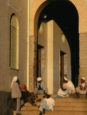 Men on Steps of Al Khulafa Al Rashidin Mosque, Asmara, Eritrea