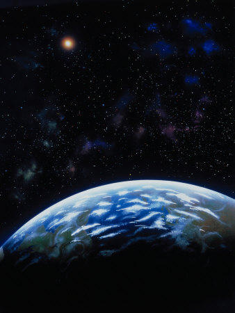 Space Illustration of Earth and Stars