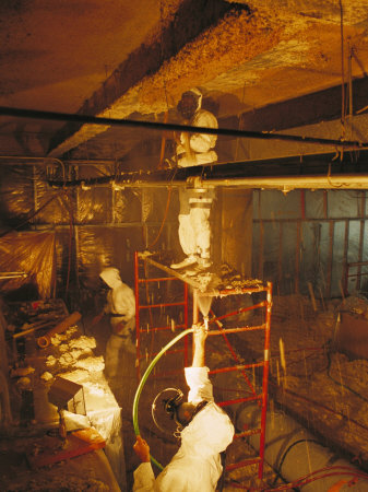 Buy Workers Use Caution While They Scrape and Bag Toxic Asbestos, New York at AllPosters.com