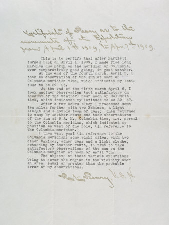 Buy Paper by Robert E. Peary Stating That He Had Attained the Area of the North Pole at AllPosters.com
