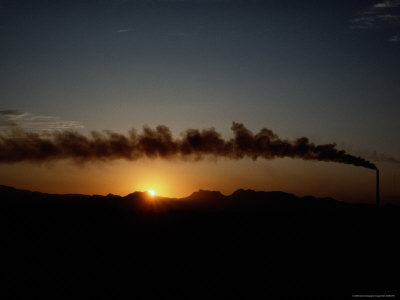 Buy Stacks Belch Sulfur Dioxide into the Air at a Now Defunct Smelting Plant at AllPosters.com