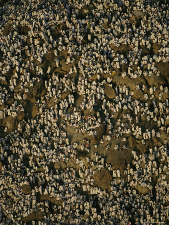 Aerial View of Worshippers at the Numruh Mosque in Arafat