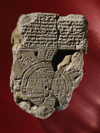 A Mesopotamian World Map and Its Accompanying Text Written in Cuneiform Found on a Clay Tablet