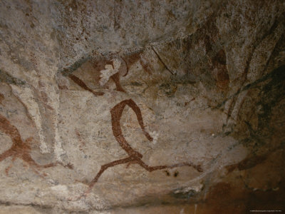 A View of Running Men in a Cave Painting in the Drakensberg Range